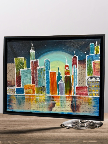 Reflections of Vibrant Metropolis-With Frame