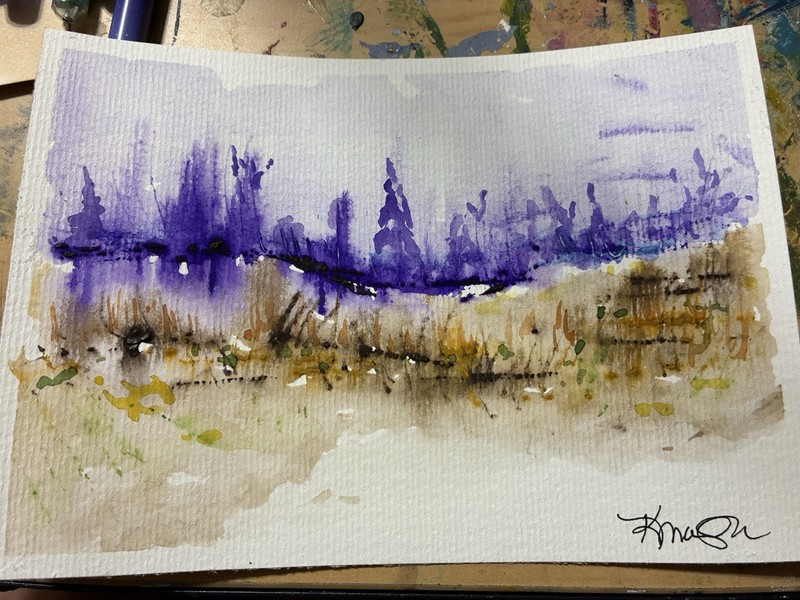 Anya Original Signed Abstract Watercolor Landscape on 100% cotton Paper Unframed