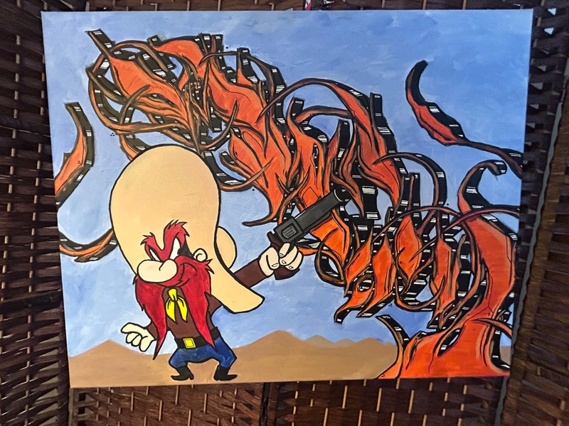 Original Acrylic Painting Yosemite Sam Graffiti Wildstyle Piece