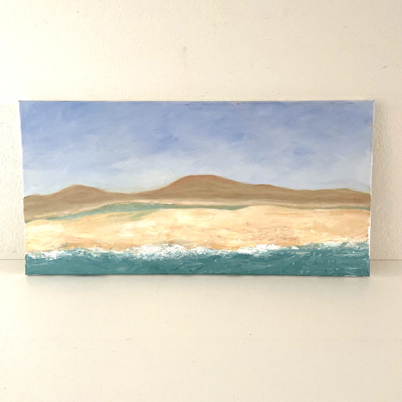 Modern Expressionist Painting 20×10″ Desert Sand River Beach Landscape