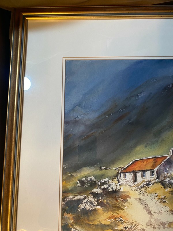 Carrie O'Quinn "Rural Home Landscape Scene" Watercolor Painting - Signed/Framed gallery