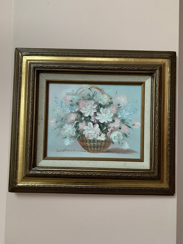 James Wallace Original Still Life Flowers Oil On Canvas Signed Painting 17×15