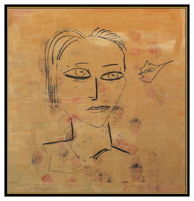 Jamali Original Painting Pigmentation On Cork Large Portrait Abstract Modern Art gallery