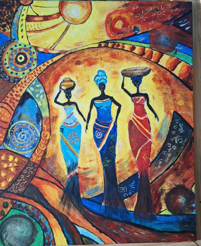 African Women Canvas Picture Art Painting 24x30cm