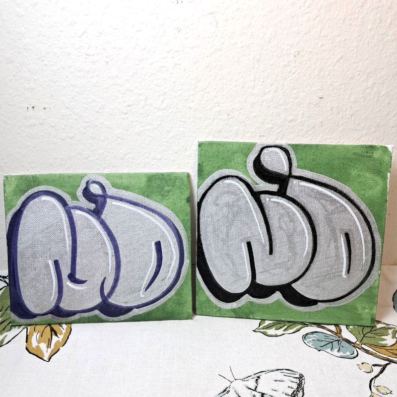 PAIR Original NIMBUS Small Acrylic Paintings Canvas Panel Graffiti Style Art SET