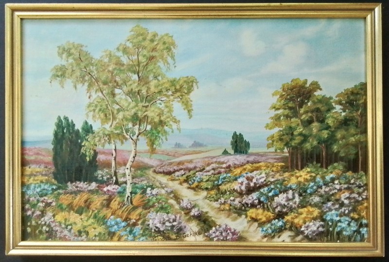 VINTAGE LANDSCAPE OIL PAINTING~GLADYS B. GEHRKE~ WI. ARTIST-LOOK !