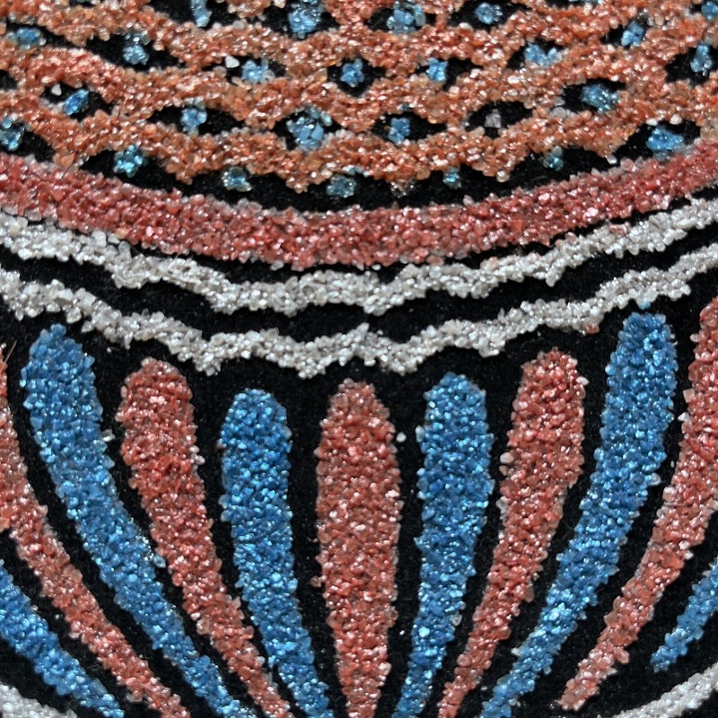 Vintage 1970s MC Vase Flowers Retro Sand Gravel Art On Black Velvet gallery