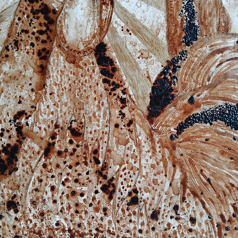 Original Rooster Painting on Canvas Gold & Brown Tones Farmhouse Country Chicken gallery