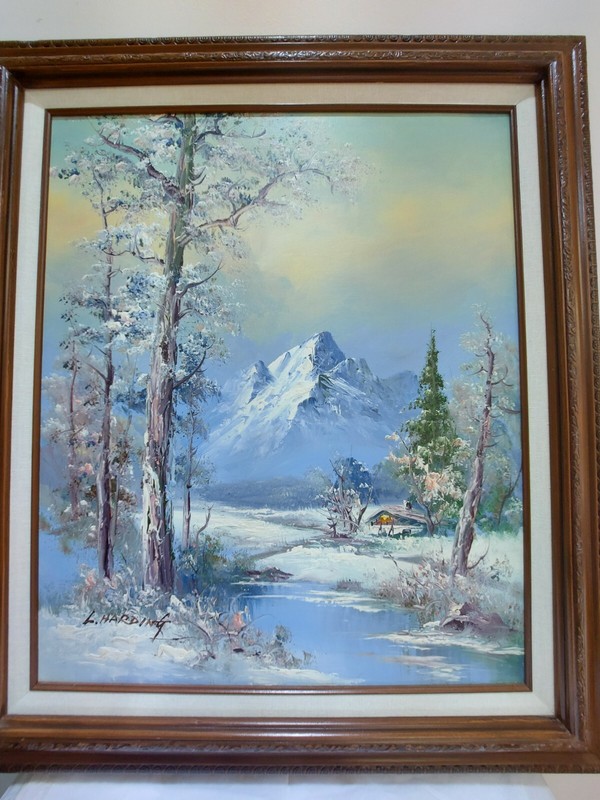 L. HARDING VINTAGE OIL PAINTING ON CANVAS , SIZE 24" X 20" gallery