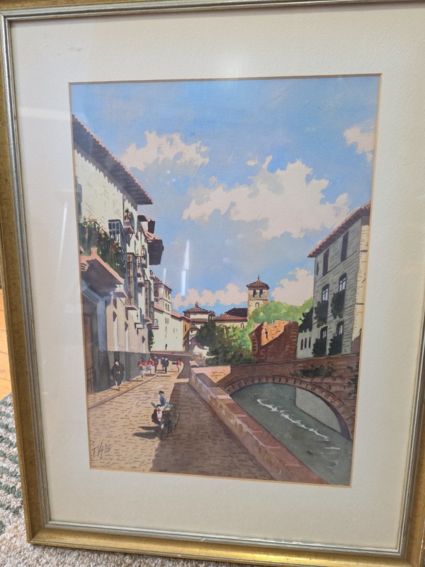 Framed, Signed, Autheicated Oil Painting On Canvas Depicting An Italian Village