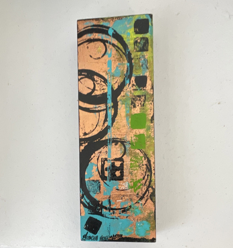 Elizabeth Huffmaster Signed Original Acrylic Abstract Painting on Wood, Small