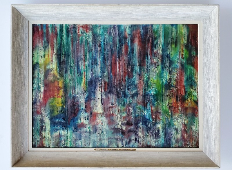 Midcentury 1963 Mederic-Roy Primeau Large Abstract Painting – Quebec Artist