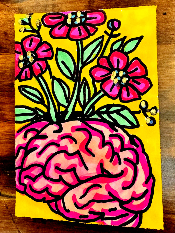 ACEO Miniature Art Piece-Positive Thoughts-flash-pop-Original-Caroline Hanold