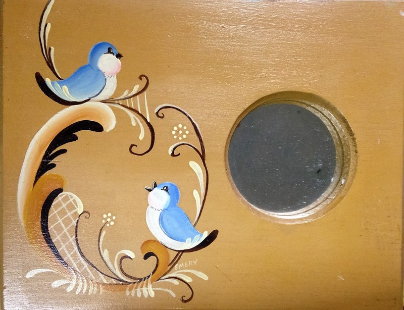 Bluebirds Mirror By Helen Emery