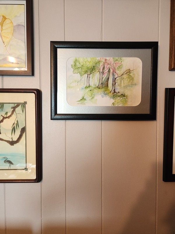 Original Watercolor Painting «WORKS BY FLO» Signed-Mat/Frame/Glass- 11″ X 14″