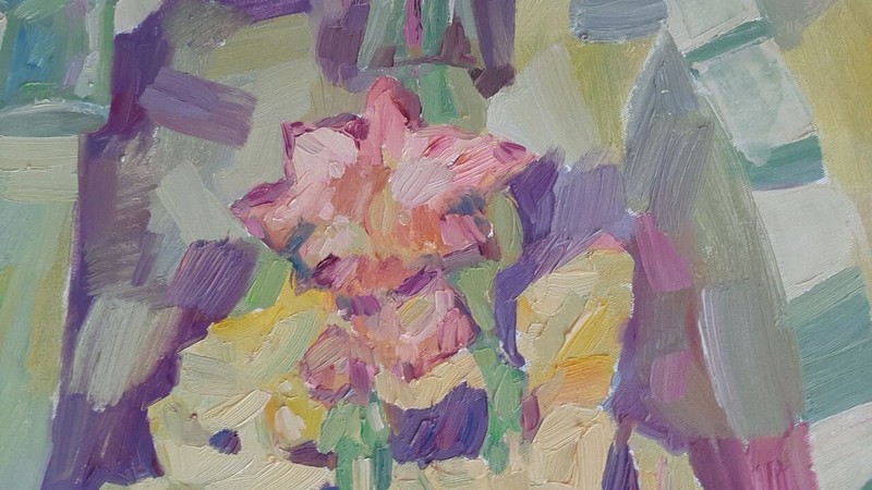 Abstract Oil painting Still life with gladioli of Ukrainian Canvas original art gallery