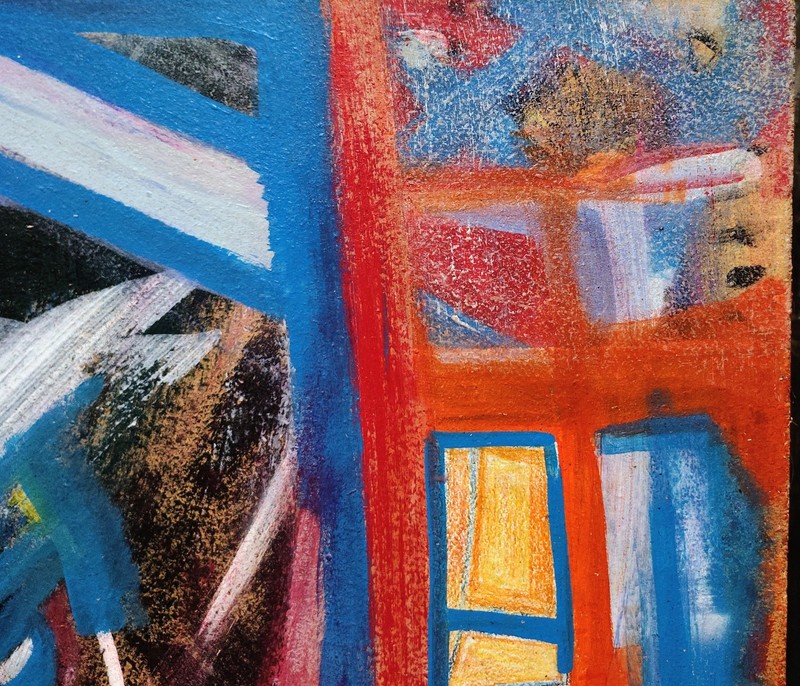 Original Painting On Lrg Board 4ft X 2ft Contemporary Abstract Sty Town 8 Oval gallery