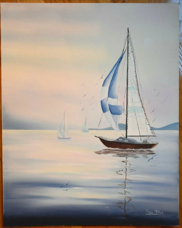 Oil Painting Artist Signed And Sold Smooth Sailing