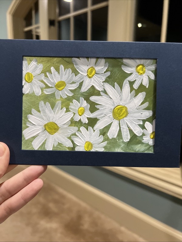 Daisy,flowers,spring,original,miniature Painting,small,mini, gallery