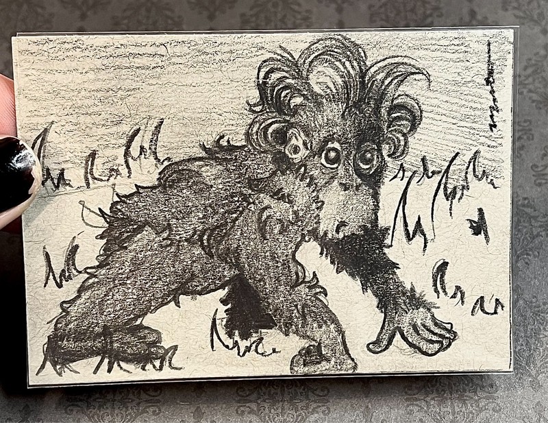 ACEO Original Art Cards Pencil Primates Baby Orangutan Ape NovaGale 2.5 x 3.5