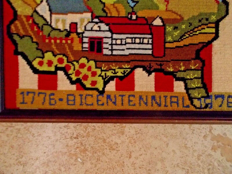 Vintage 1776 Bicentennial Needlepoint 18 In X 16 In excellent preowned condition gallery
