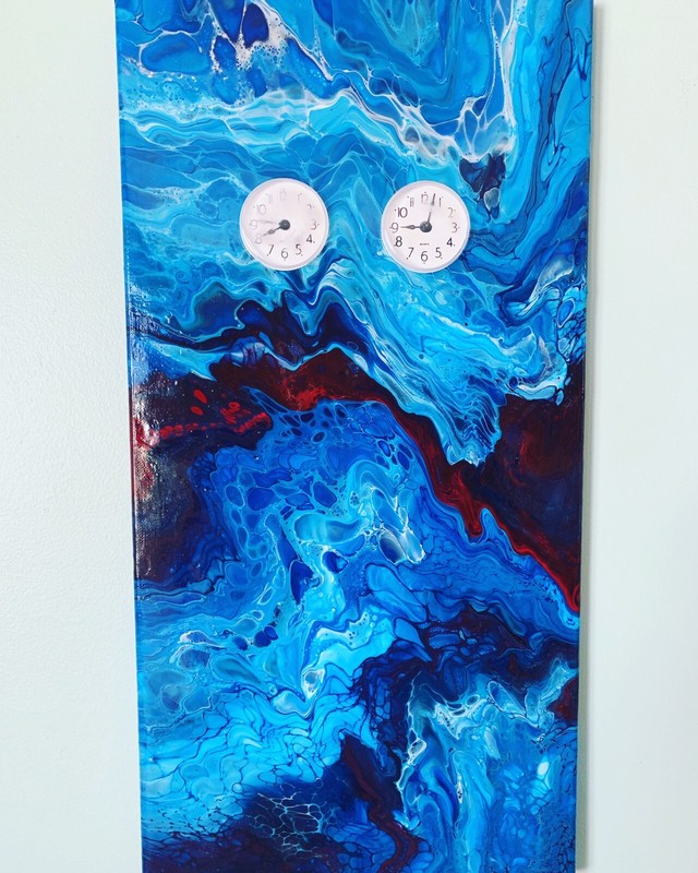 12×24 Acrylic Poured/Fluid Art Abstract Painting. Tribute To 9-11. Towers.