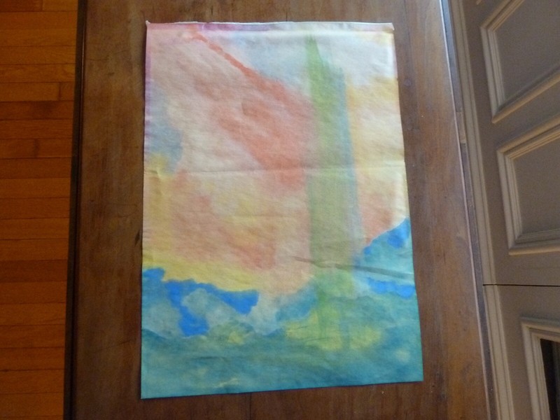 School of Turner 1970s Watercolor Burning Sunset Painting 11 3/4 X 16 1/2