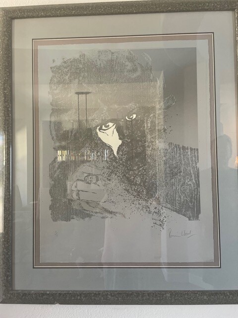 RONNIE WOOD ** RARE Keith Richards Monoprint Black/Blue/Metallic, c.1987 1of1 gallery