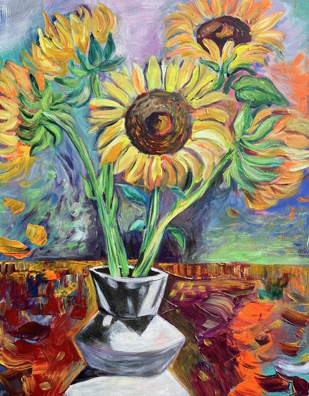 Sunflowers Original Melissa Bollen acrylic painting new fall