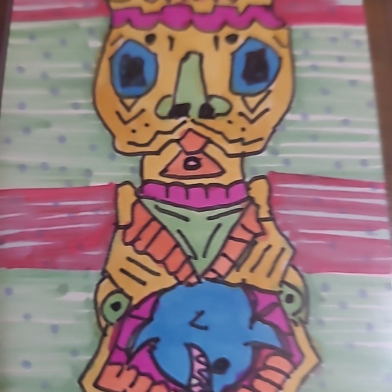 ACEO ORIGINAL ARTWORK Signed Totem Pole Neon Owl Fish Native Ecstacy Mdma Pole gallery