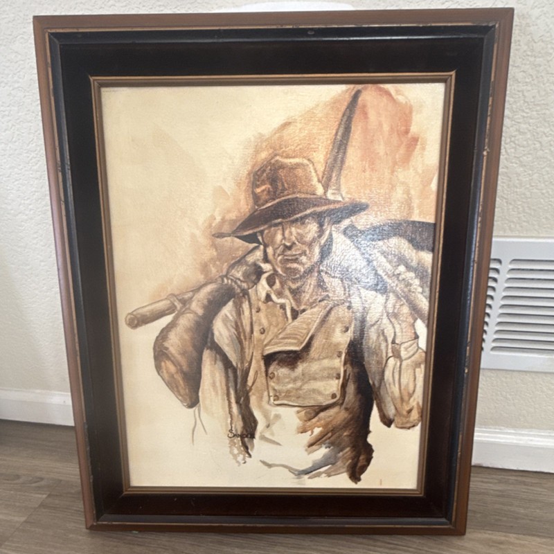 Sandra Peasley Realism Cowboy Portrait Oil Painting Framed Canvas OOAK Art
