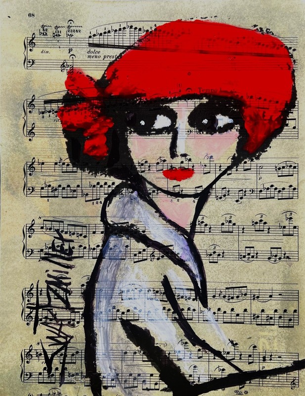COLORFUL POP ART Lady Portrait acrylic RECYCLED unique PAINTING SWARTZMILLER DNA gallery