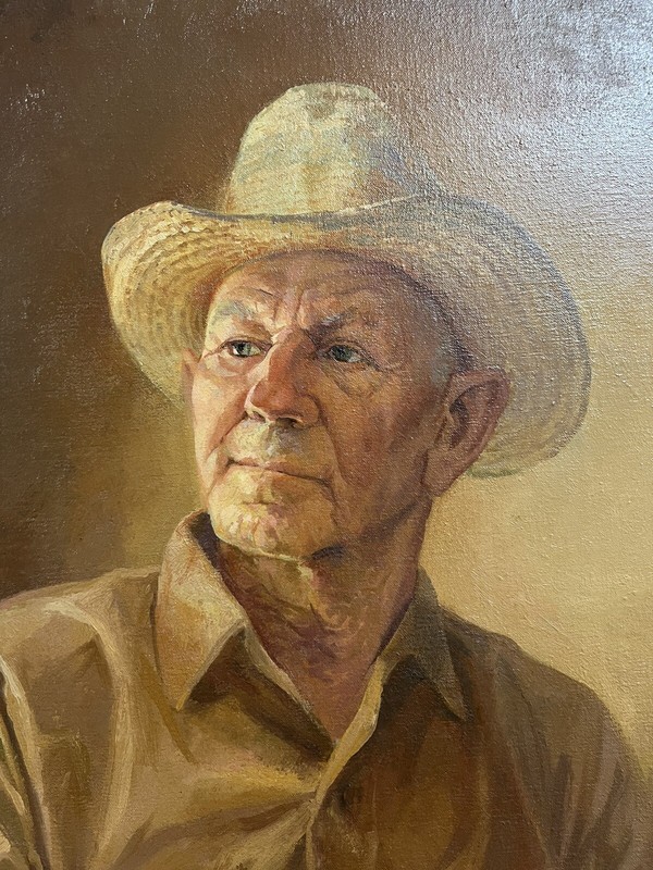 Oil On Canvas Western Cowboy Painting Range Boss Winchester 22x28 Make Offer!!!! gallery