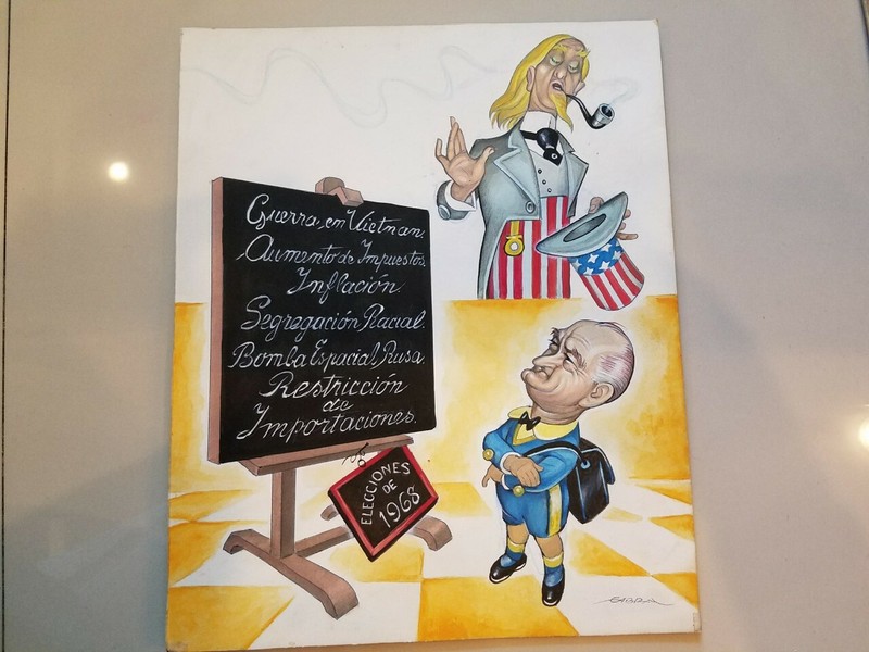 MEXICAN ERNESTO GARCIA CABRAL GOUACHE ON CARDBOARD..PUBLISHED. LYNDON JOHNSON,