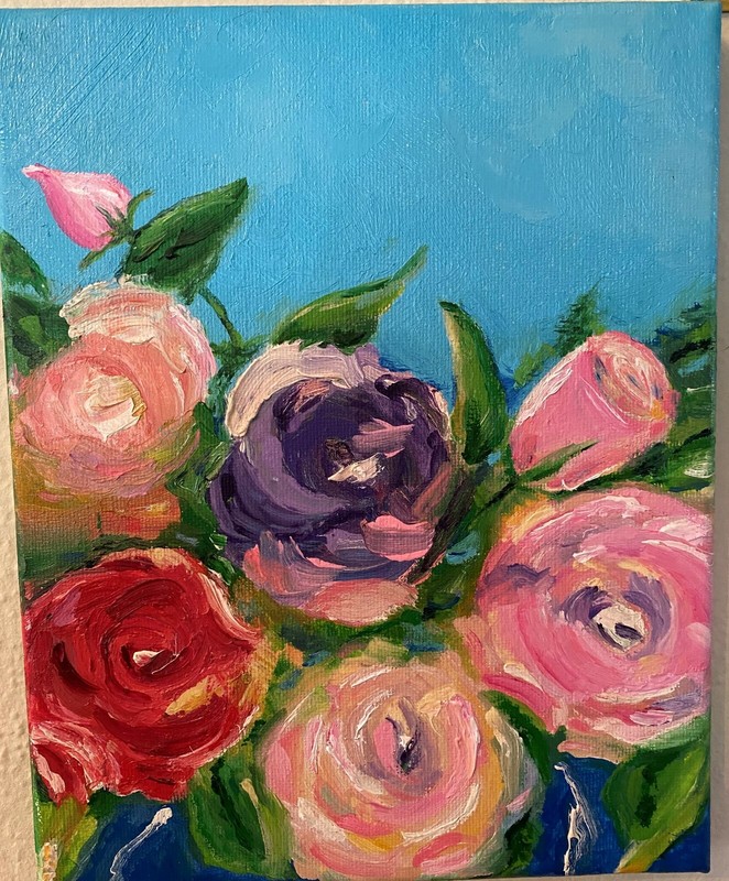 BEAUTIFUL FLOWERS-ORIGINAL ACRYLIC PAINTING ~8 x 10 gallery