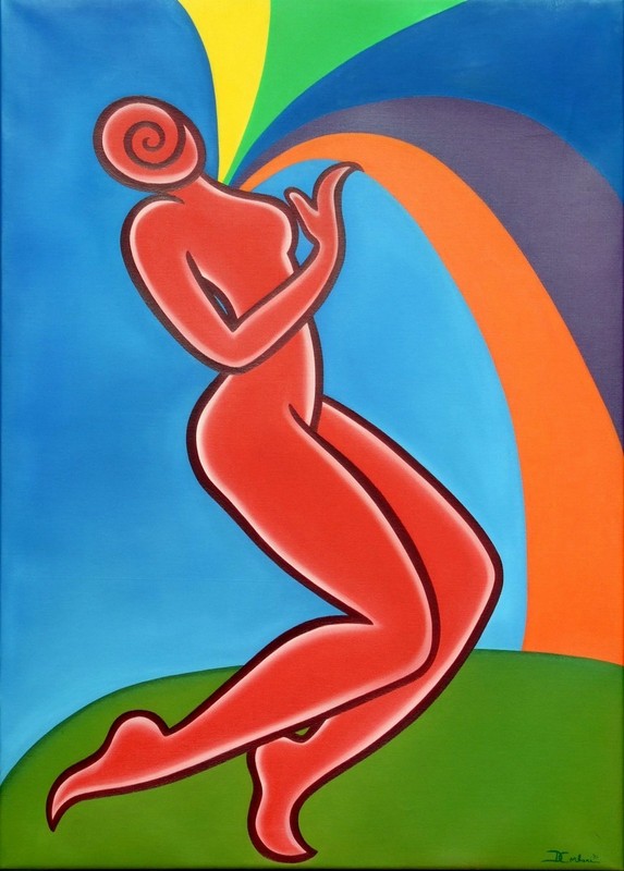 Original Oil Painting by Donna Corbani 39″ X 55″ «I POUR MY HEART OUT»