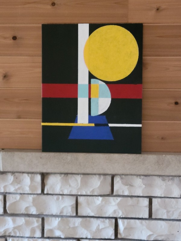 Modernist, Geometric Abstract Painting Mid Century Modern Style ,