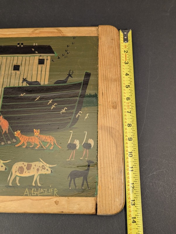 Arthur Glazier Signed Folk Art Painting on Board Noah's Ark Animals 2 by 2 gallery