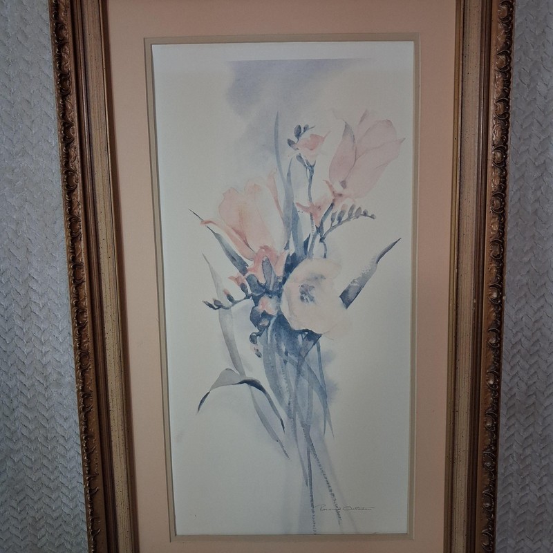 Rosalie Oertle Floral Watercolor Painting Signed Framed Matted Large Wall Art gallery