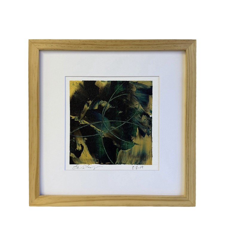 Original Modern Abstract Framed Painting Signed 13” X 13”