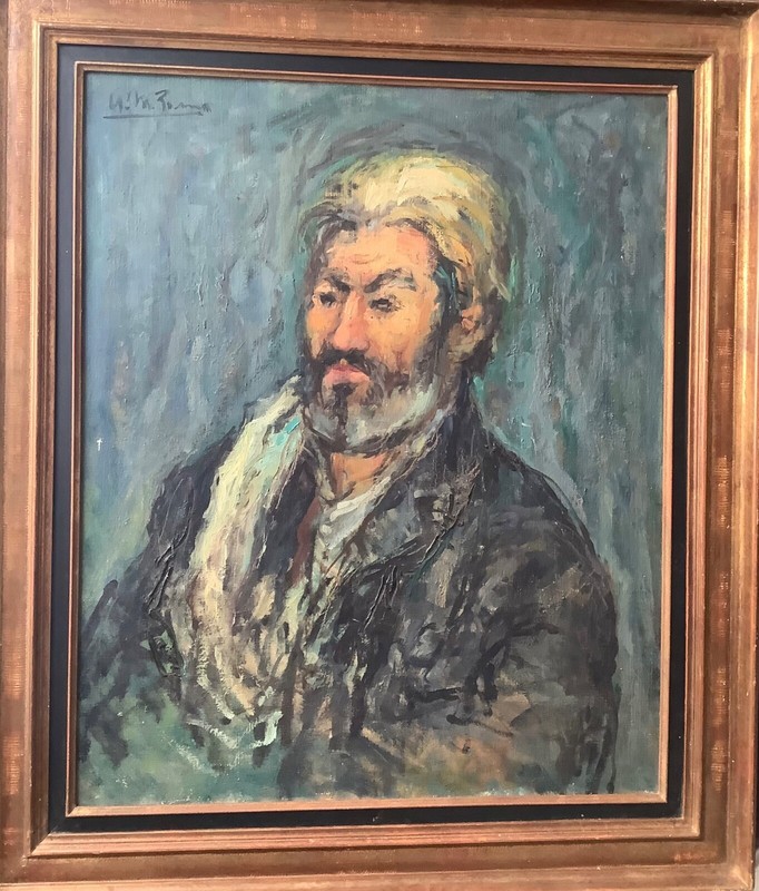 RARE SIGNED MARTIN ROMO Impressionist Oil Painting PORTRAIT of Paul CEZANNE
