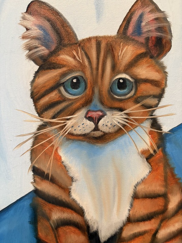 Original oil painting 11 x 14 inches beautiful colorful orange tabby cat