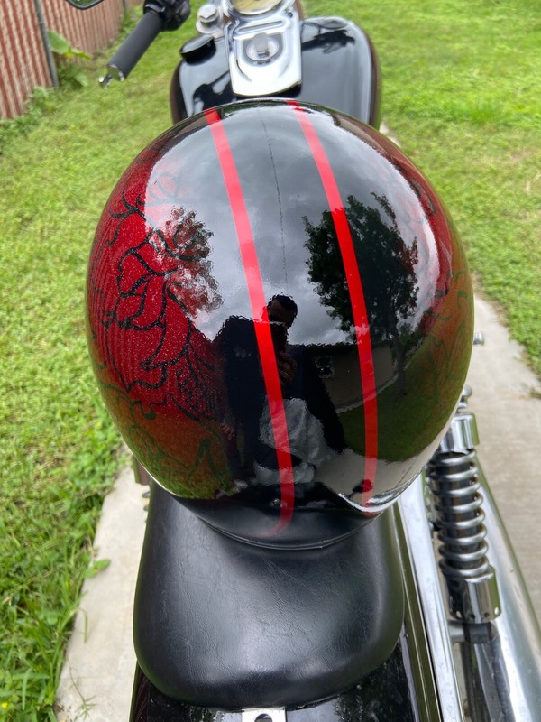 Custom Painted Motorcycle Helmet pinstripe roses gallery
