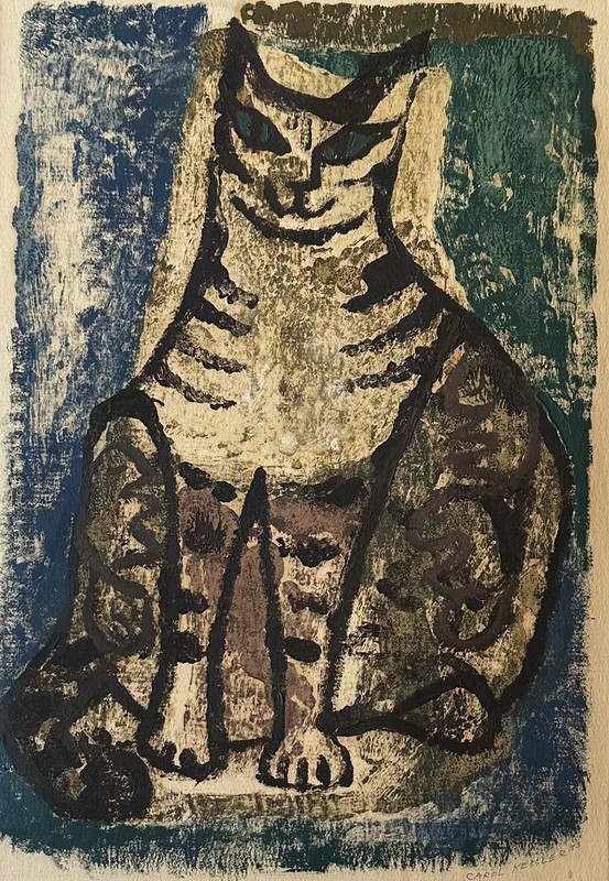 Carol Kessler (1916-2004), Acrylic Painting, “Cat”, 1953, signed