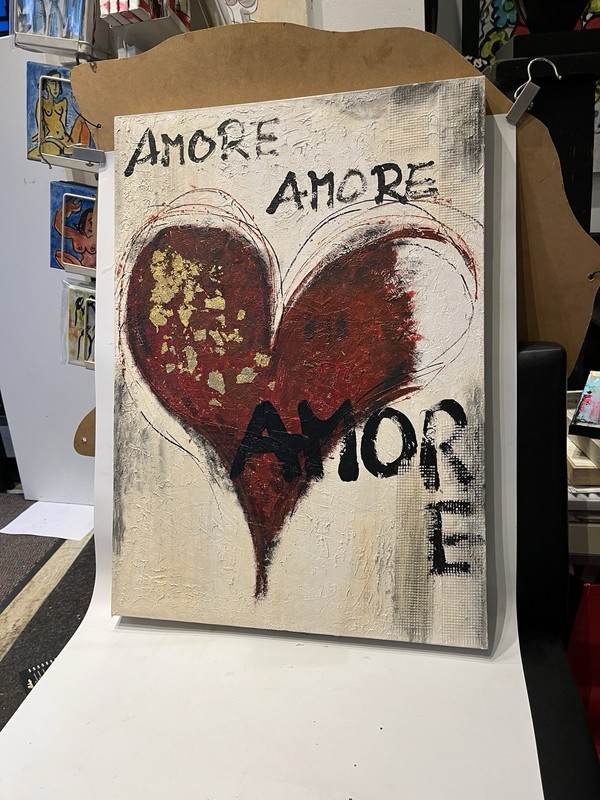Amore Love Heart Picture Painting Hand Painted 70x50 ZM Canvas Acrylic Picture Valentines Day gallery