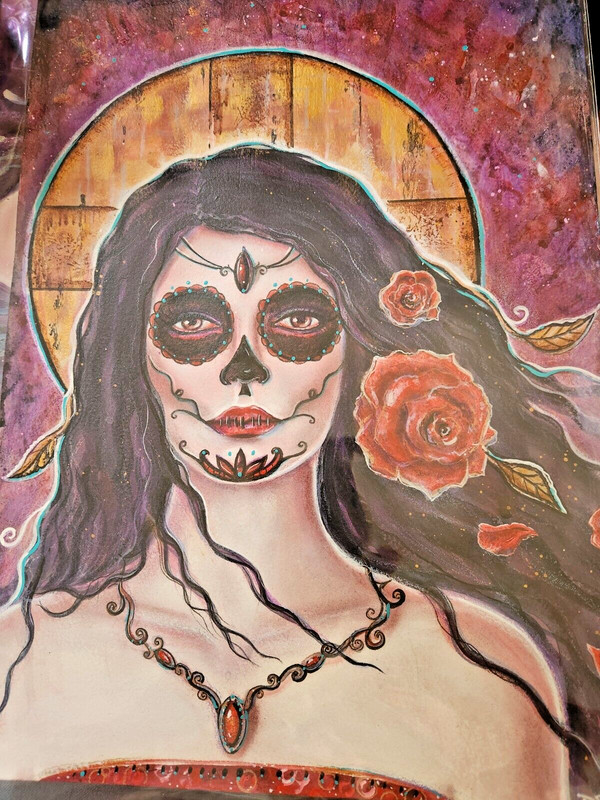 Original Day of the dead red roses 10 x 14 inch BY RENEE L. LAVOIE clearance