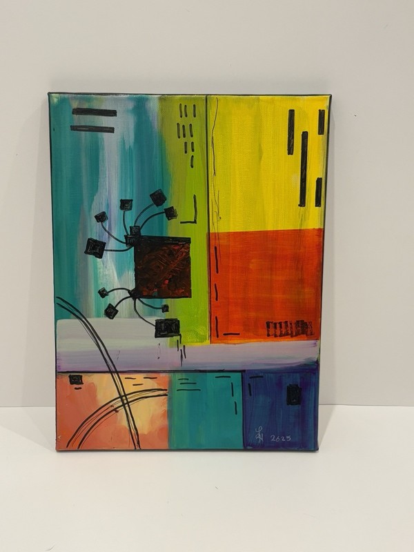12×14 Colorful Abstract Art – Blind Artist Made – OOAK
