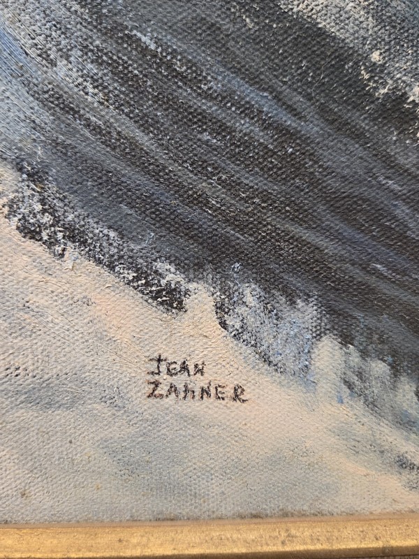 1977 Original signed natural Oil painting Real Wood framed 43"x31" Jean Zahner gallery