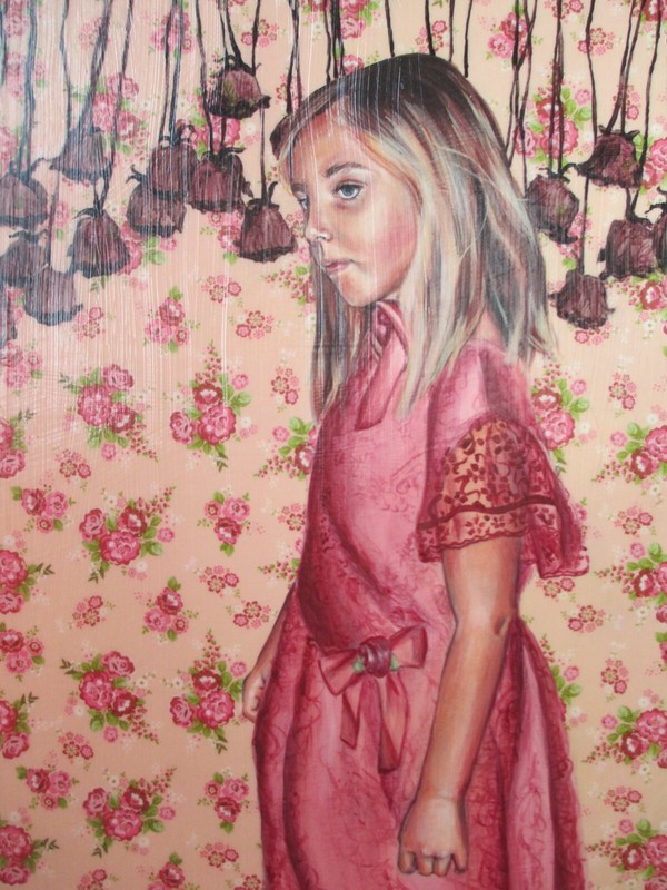 NIcole Waszak «90 Months» Original Acrylic Painting Mixed Media on Wood Panel