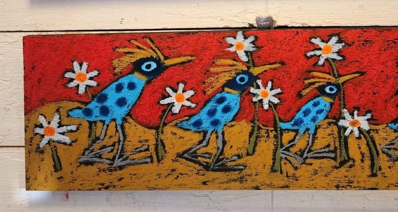 John Sperry Outsider Southern Primitive bird Folk Art BlueBirds Painting gallery
